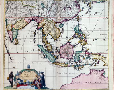 Geographie: Karte der Ostindien von Frederick de Witt (aktiv um 1650). 17. Jahrhundert. Paris, B.N. von Frederick de Wit
