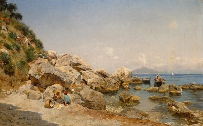Am Strand, Capri mit Vesuv im Hintergrund von Frederico del Campo