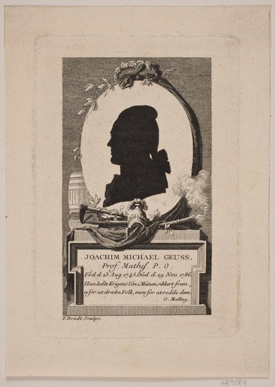 Silhouette von Prof. Joachim Michael Geuss im Profil nach links von Frederik Ludvig  Bradt