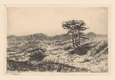 Hügellandschaft mit drei Kiefern von Frederik van Eeden
