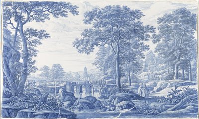 Platte mit einer italienischen Landschaft von Frederik van Frytom (attributed to)