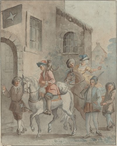 Ankunft in einem Gasthaus von French 18th Century after Jean Baptiste Oudry