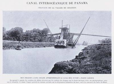 Interozeanischer Kanal von Panama, Arbeiten im Tal des Chagres (s/w Foto) von French Photographer