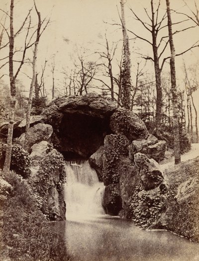 Wasserfall im Bois de Boulogne, ca. 1855 von French Photographer
