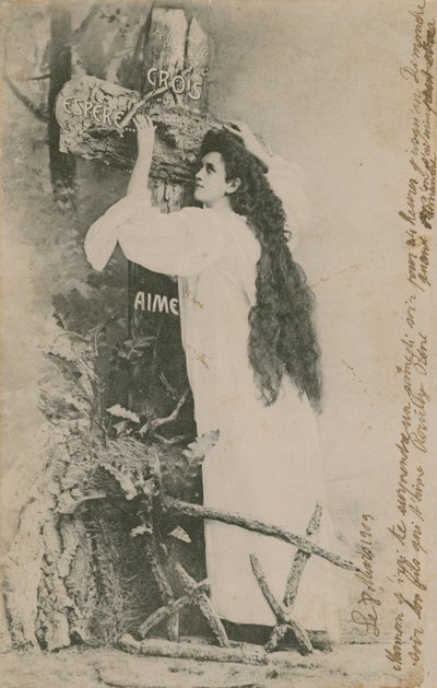 Crois Espere Aime (Glaube Hoffnung Liebe). Postkarte gesendet im Jahr 1913 von French Photographer
