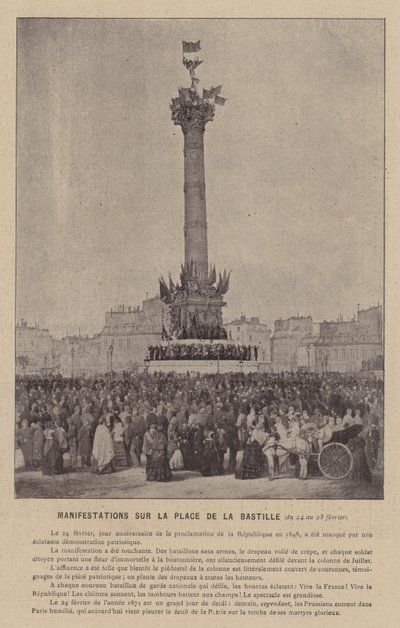 Die Kommune von Paris, Demonstrationen auf dem Place de la Bastille, vom 24. bis 28. Februar von French Photographer