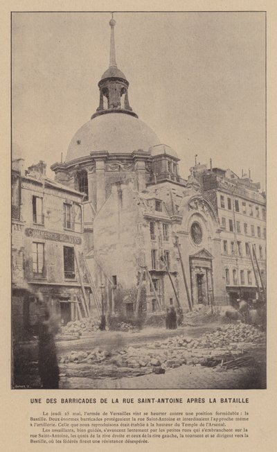 La Commune de Paris, Eine der Barrikaden der Rue Saint-Antoine nach der Schlacht (s/w Foto) von French Photographer
