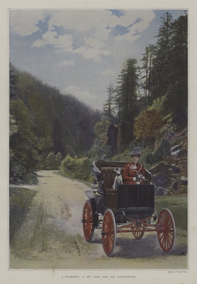 Mademoiselle Yahne in ihrem Cleveland-Auto in Plombieres-les-Bains, Frankreich von French Photographer