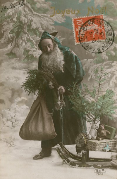 Weihnachtsmann (handkoloriertes Foto) von French Photographer