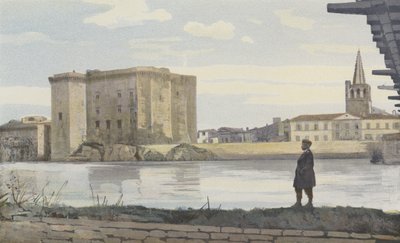 Tarascon, Schloss, Glockenturm der Kirche Sainte-Marthe und Hängebrücke über die Rhone von French Photographer