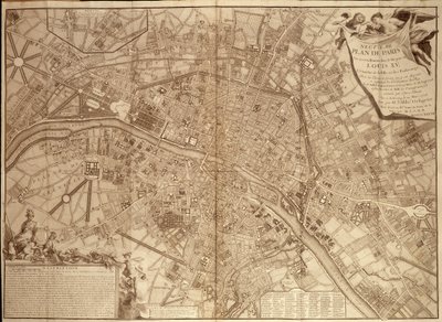 9. Plan von Paris unter Ludwig XV. - in „Continuation du traite de la police“ von French School