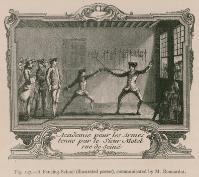 Eine Fechtschule (Illustrierte Plakat), mitgeteilt von M. Bonnardot von French School