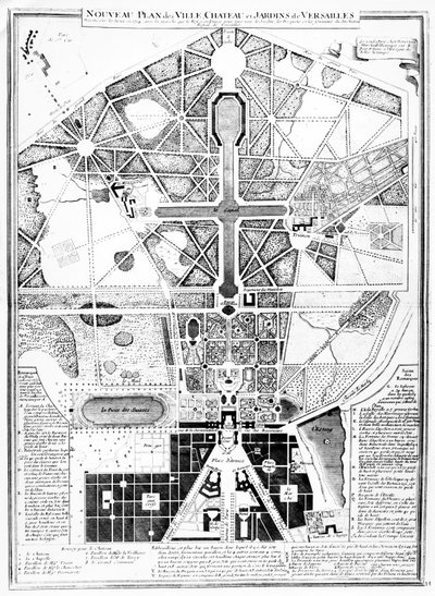 Ein neuer Plan der Stadt, des Schlosses und der Gärten von Versailles, 1714 von French School