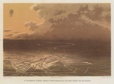 Ein Gewitter über Fontainebleau, gesehen vom Ballon (Farblithografie) von French School