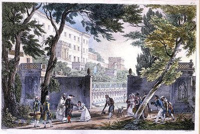 Eine Villa in Rom, graviert von Villain, um 1820 von French School