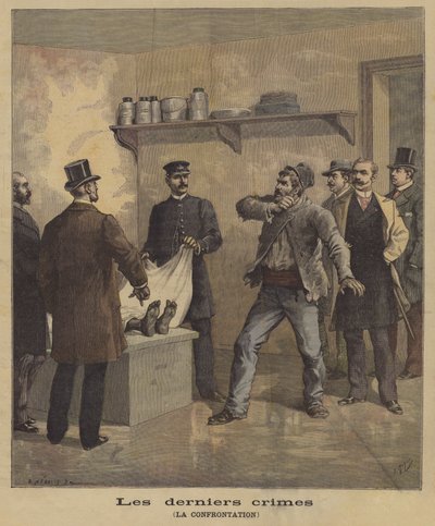 Ein Mörder konfrontiert mit dem Körper seines Opfers von French School