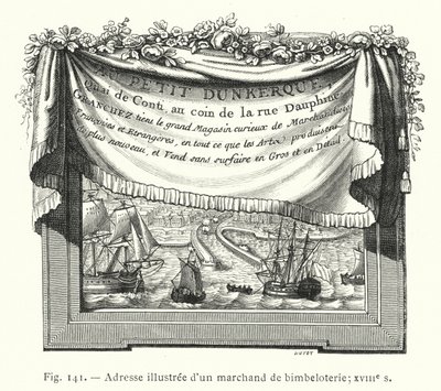 Illustrierte Adresse eines Spielzeughändlers; 18. Jahrhundert (Gravur) von French School