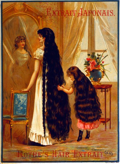 Werbung für Extrait Japonais, ein Haarpflegeprodukt zur Förderung des Haarwachstums, 1895 von French School