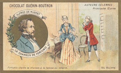 Alfred de Musset (1810-1857), französischer Schriftsteller der Romantik, Autor von „Chanson de Fortunio“, Poesie (1852) von French School
