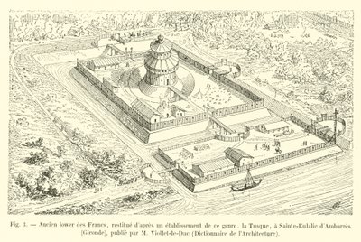 Altes Lager der Franken, rekonstruiert nach einer Einrichtung dieser Art, La Tusque, in Sainte-Eulalie d