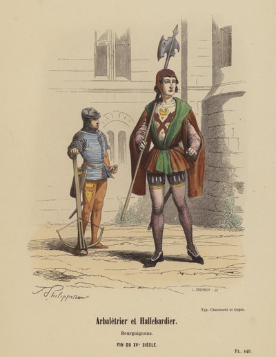Armbrustschütze und Hellebardier, Burgunder, Ende des 15. Jahrhunderts von French School