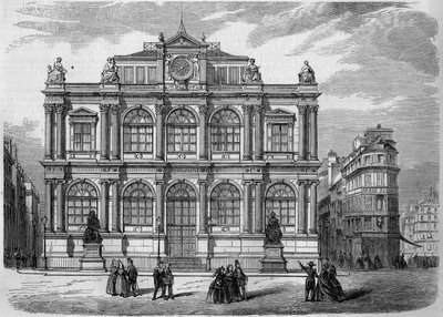 Architektur: Ansicht der Fassade des Musée Bibliothèque (eingeweiht 1847) der Stadt Le Havre (Seine Maritime, 76). Gravur in „Le Monde Illustré“ Nr. 27 vom 17. Oktober 1857 von French School