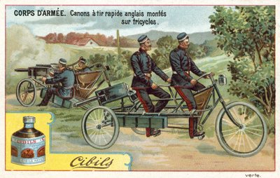 Heereskorps - Schnellfeuernde englische Kanonen auf Dreirädern von French School