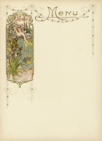 Jugendstil-Design für ein Menü von French School
