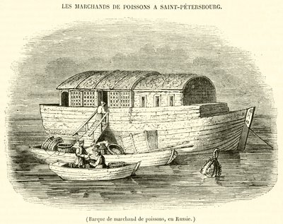 Fischhändlerboot in Russland von French School