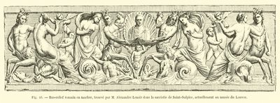 Römisches Marmorrelief, gefunden von M. Alexandre Lenoir in der Sakristei von Saint-Sulpice, derzeit im Louvre-Museum von French School