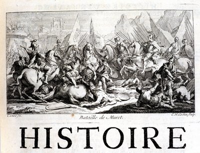 Schlacht von Muret am 12. September 1213 - in „Allgemeine Geschichte von Languedoc“ von Joseph Vaissete, Paris von French School