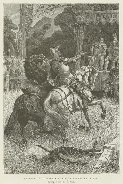 Bertrand du Guesclin kam, um dem Herzog zu danken von French School