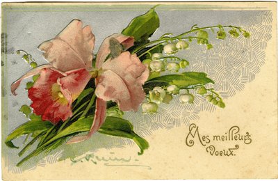 Beste Wünsche mit Maiglöckchen und Blumen von French School