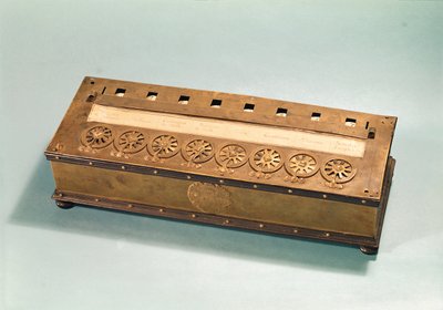 Rechenmaschine, erfunden von Blaise Pascal (1623-62) (Holz & Metall) von French School