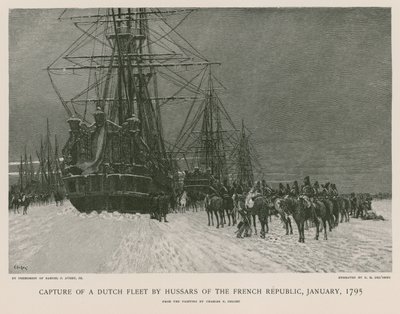 Eroberung einer niederländischen Flotte durch Husaren der Französischen Republik von French School