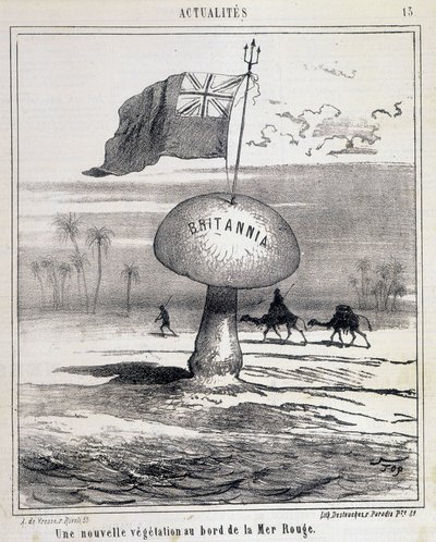 Karikatur: Neue Vegetation am Roten Meer (Britischer Pilz kolonisiert Ägypten) - 01/02/1868 von French School