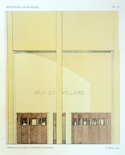 Keramik-Showroom, Platte 20, Illustration aus Devantures de Boutiques von Louis-Pierre Sezille, Paris, 1927 von French School