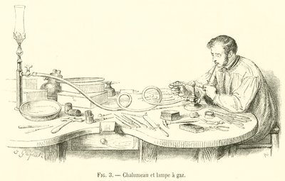 Schalmei und Gaslampe (Stich) von French School