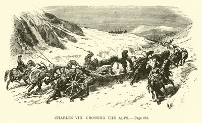 Karl VIII überquert die Alpen von French School