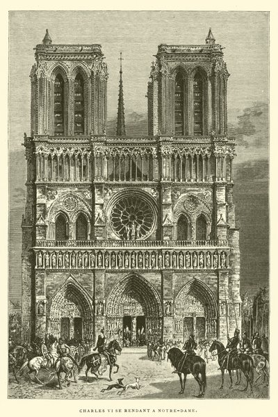 Charles VI geht nach Notre-Dame (Gravur) von French School