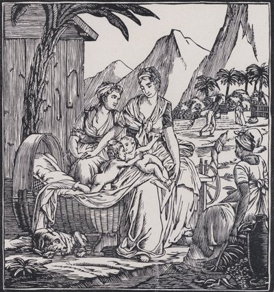 Kindheit von Paul und Virginie, Szene aus dem Roman Paul et Virginie des französischen Autors Jacques-Henri Bernardin de Saint-Pierre von French School