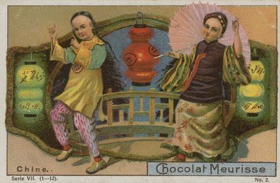China, Werbekarte für Chocolat Meurisse von French School