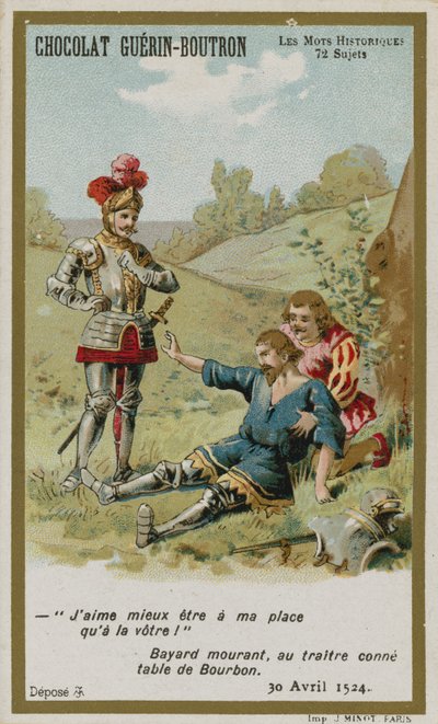 Chocolat Guerin-Boutron Handelskarte, Serie Historische Worte von French School
