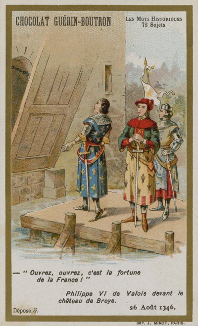 Chocolat Guerin-Boutron Handelskarte, Serie Historische Worte von French School