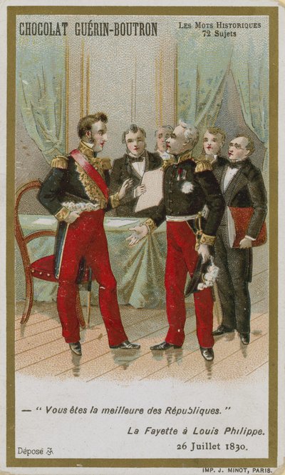 Chocolat Guerin-Boutron Sammelkarte, Historische Wörter Serie von French School
