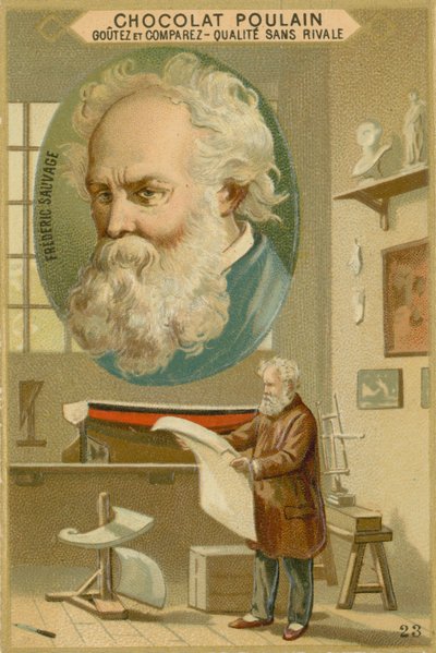 Chocolat Poulain Handelskarte, Frédéric Sauvage von French School