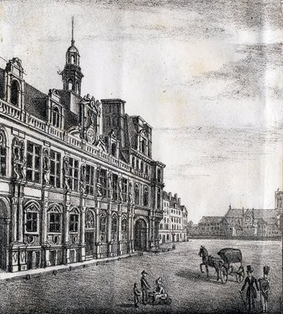 Rathaus - „Alphabet Picturesque des Monumens de Paris“ um 1840 (Gravur) von French School