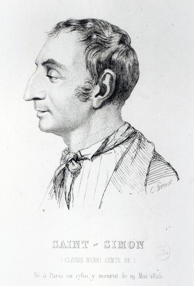 Claude Henri de Rouvroy, Graf von Saint-Simon, graviert von Perrot (19. Jahrhundert) von French School