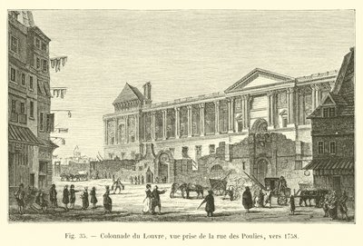 Kolonnade des Louvre, Ansicht von der Rue des Poulies, um 1758 von French School