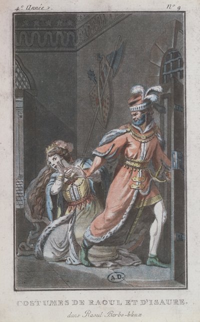 Kostüme von Raoul und Isaure, aus der Oper Raoul Barbe-Bleue, 1790 von French School
